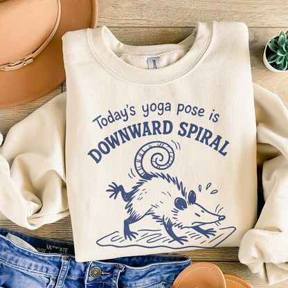 Today's Yoga Pose Is Downward Spiral PNG, Funny Opossum Yoga Design - 300