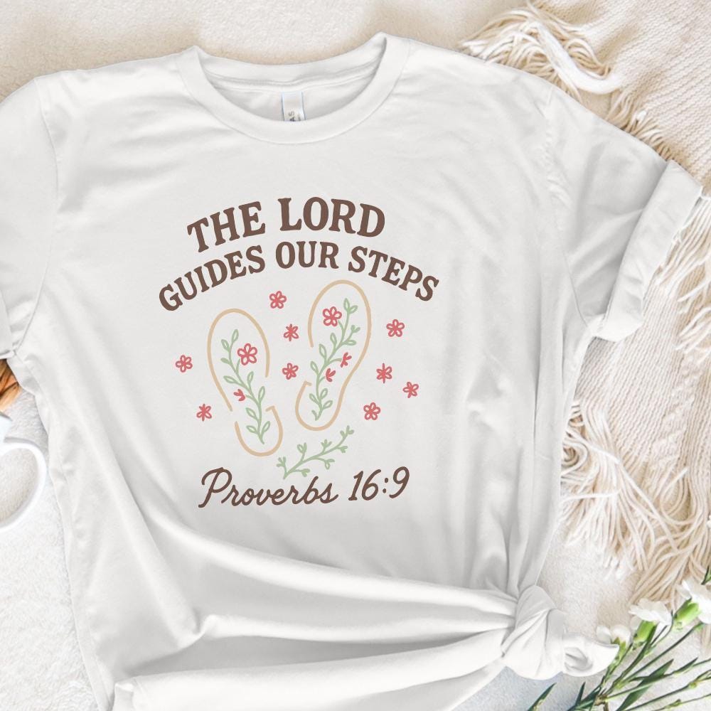 The Lord Guides Our Steps PNG, Proverbs 16:9 Scripture Art - 300 DPI