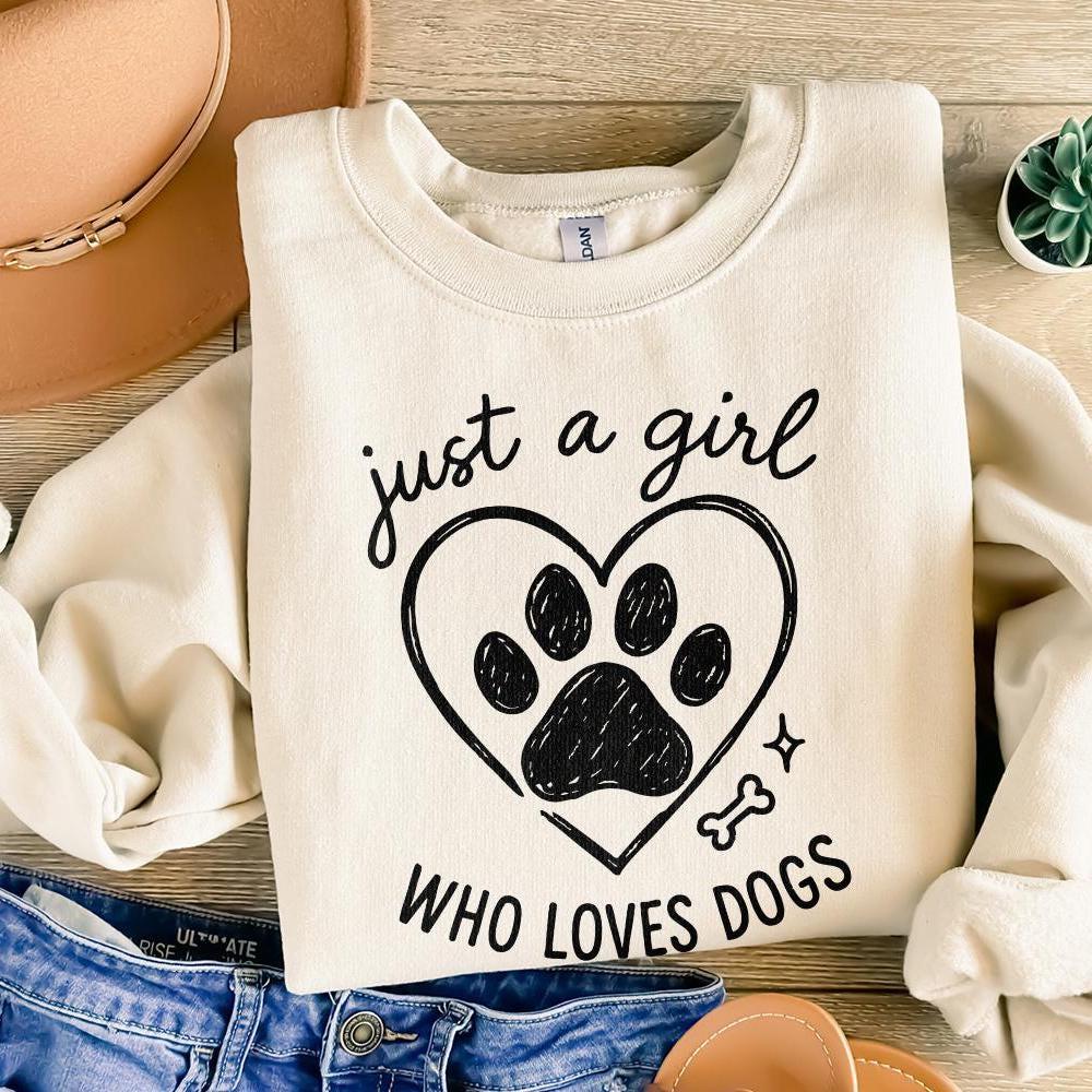 Just a Girl Who Loves Dogs PNG, Dog Lover Digital Design - 300 DPI Design