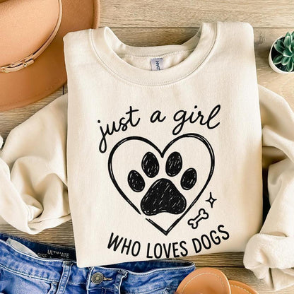 Just a Girl Who Loves Dogs PNG, Dog Lover Digital Design - 300 DPI Design