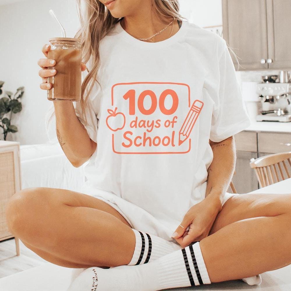 100 Days Of School PNG, Cute Apple And Pencil Digital Download - 300 DPI