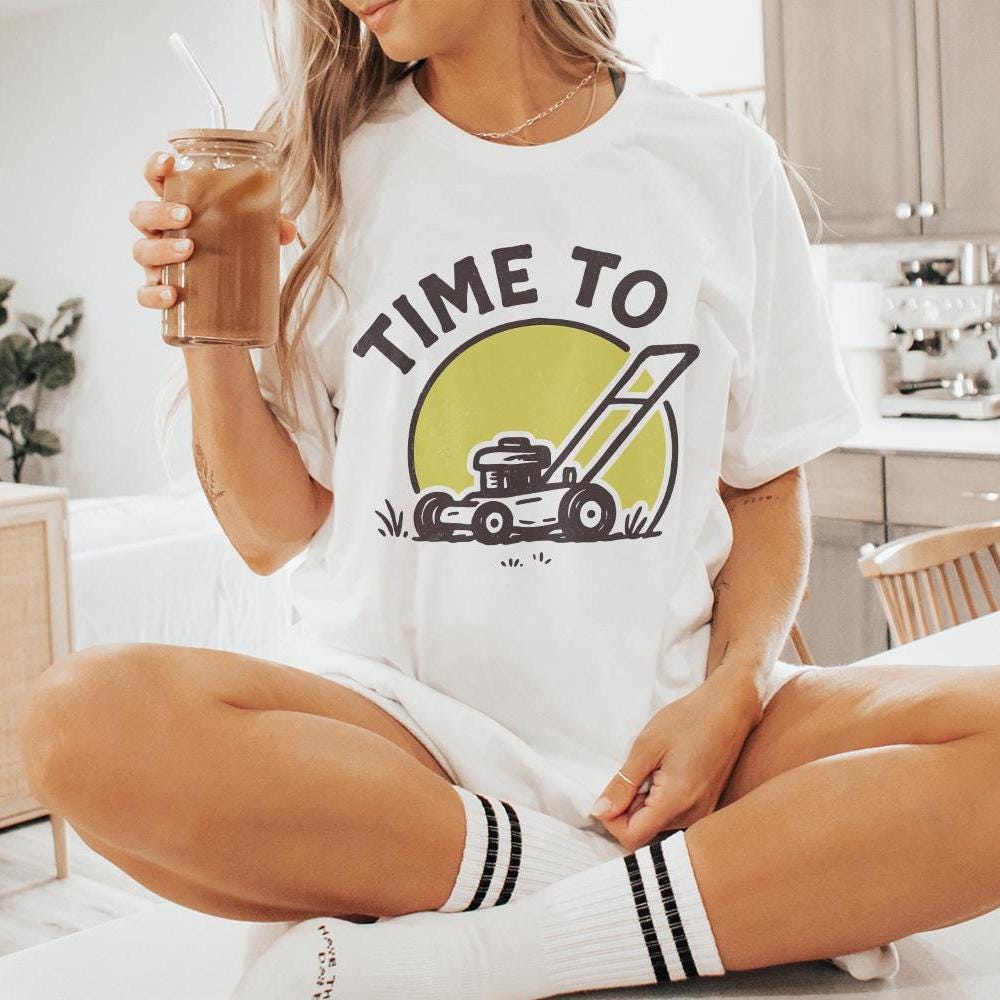 Time To Mow PNG, Lawn Mower Retro Design - 300 DPI Design for T-Shirt