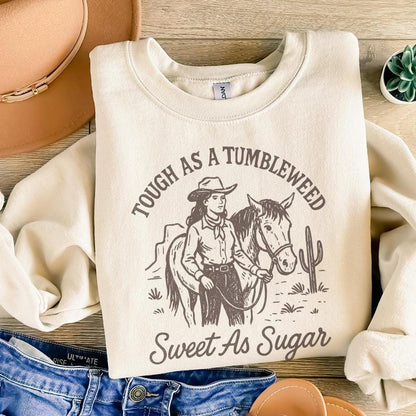 Tough As A Tumbleweed Sweet As Sugar Western PNG, Cowgirl With Horse -