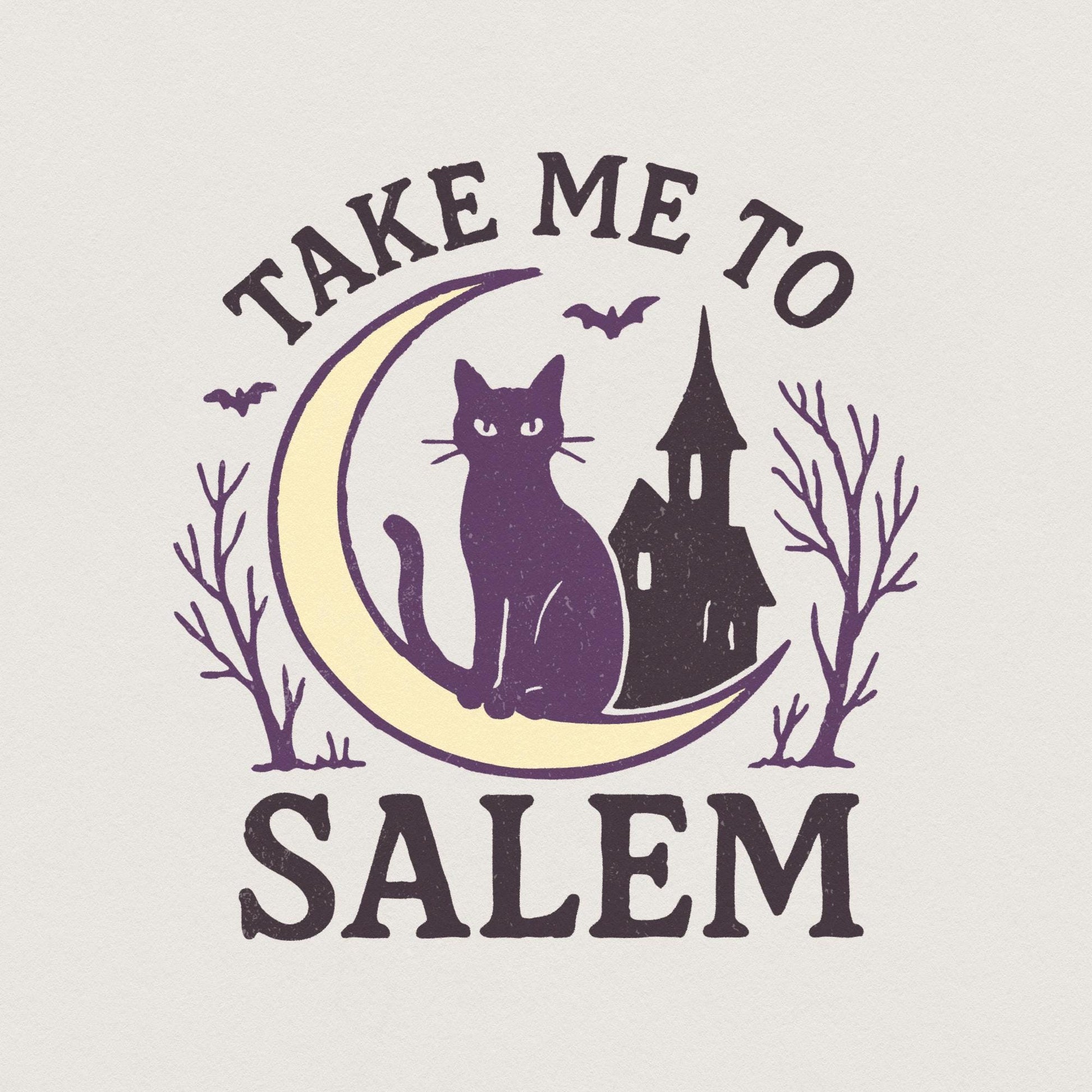 Take Me To Salem PNG, Witchy Cat Halloween Digital Art - 300 DPI Design