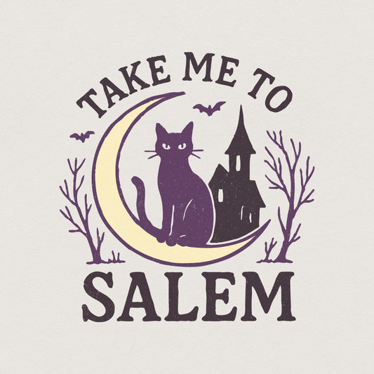 Take Me To Salem PNG, Witchy Cat Halloween Digital Art - 300 DPI Design