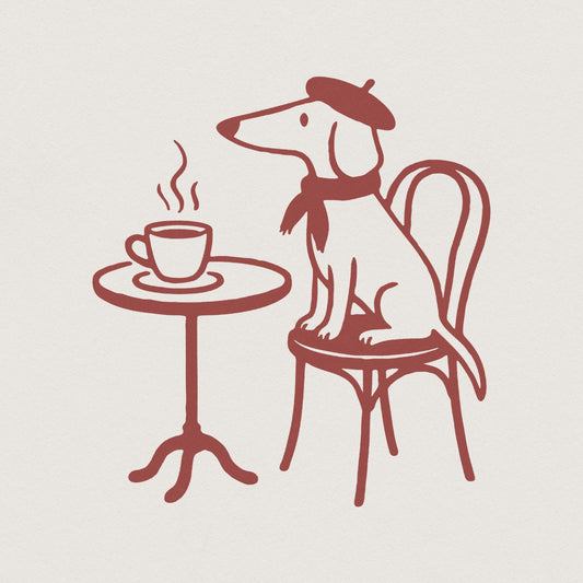 Dachshund Coffee PNG, French Dog Art - 300 DPI Design for T-Shirt