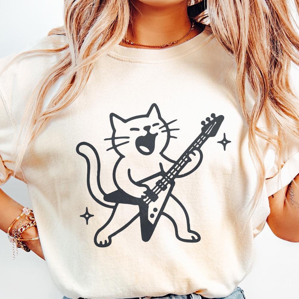 Rocking Cat PNG, Funny Digital Download - 300 DPI Design for T-Shirt