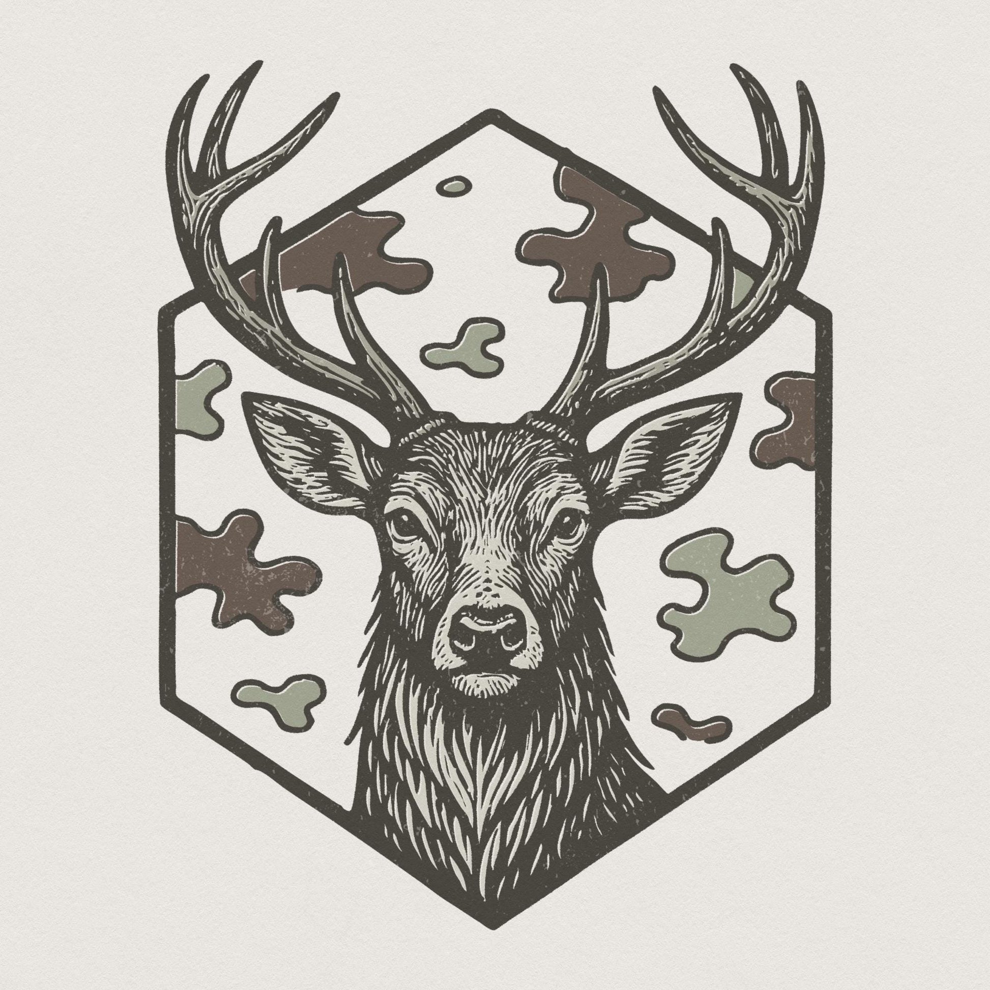Deer Head PNG, Woodland Animal Clipart - 300 DPI Design for T-Shirt