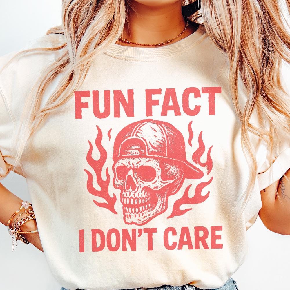 Fun Fact I Don't Care PNG, Sarcastic Skull Shirt Digital Download - 300