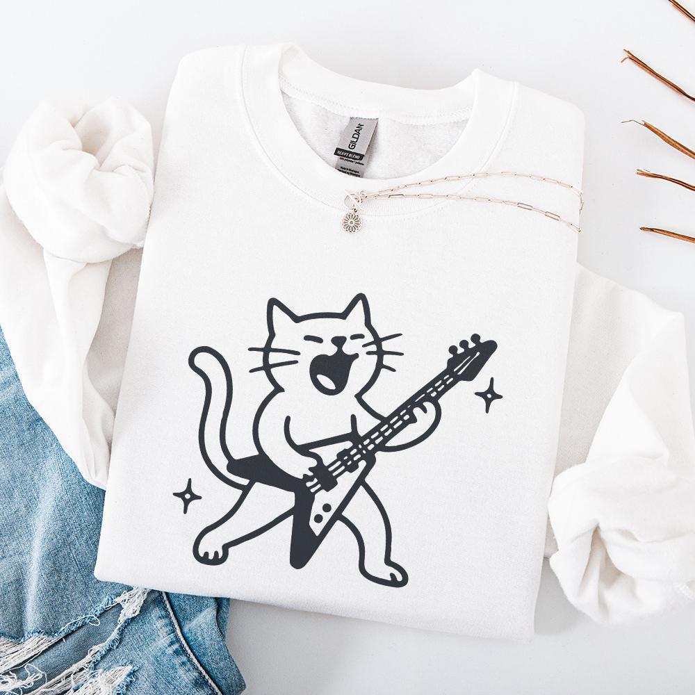 Rocking Cat PNG, Funny Digital Download - 300 DPI Design for T-Shirt