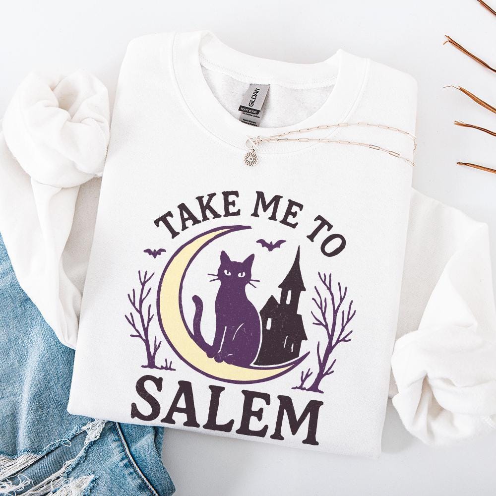 Take Me To Salem PNG, Witchy Cat Halloween Digital Art - 300 DPI Design