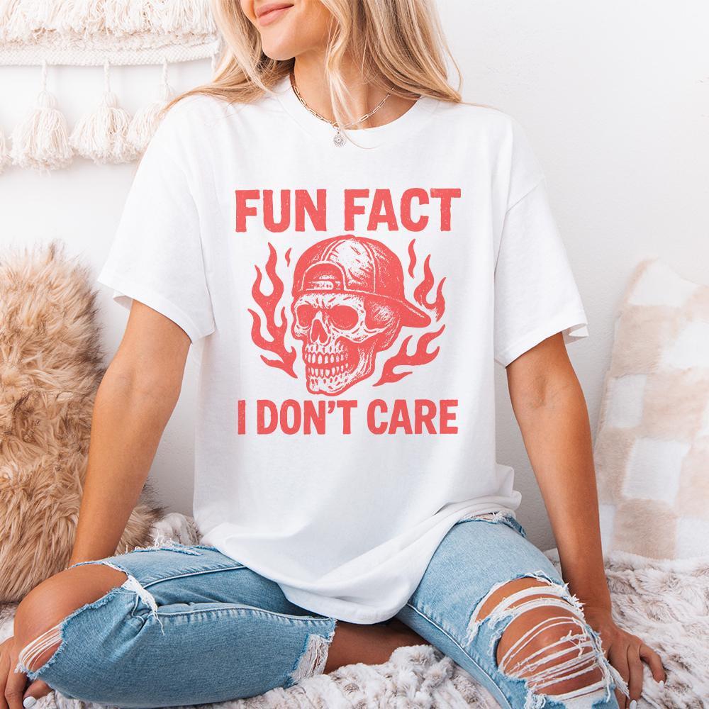Fun Fact I Don't Care PNG, Sarcastic Skull Shirt Digital Download - 300