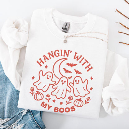 Hangin’ With My Boos PNG, Funny Ghost Halloween Shirt - 300 DPI Design