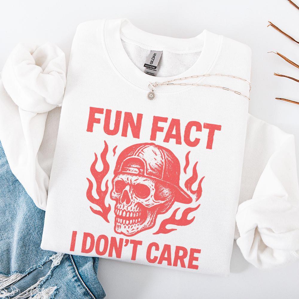Fun Fact I Don't Care PNG, Sarcastic Skull Shirt Digital Download - 300