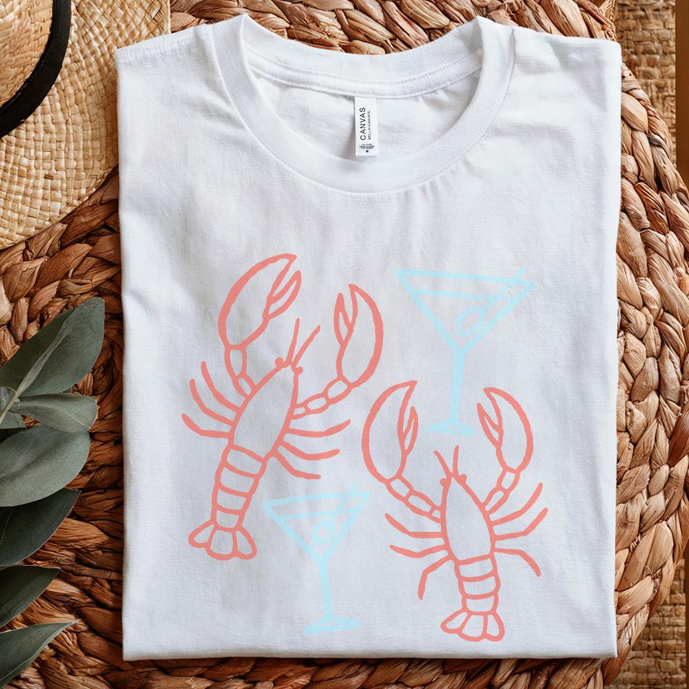 Lobster And Martini PNG, Nautical Art - 300 DPI Design for T-Shirt