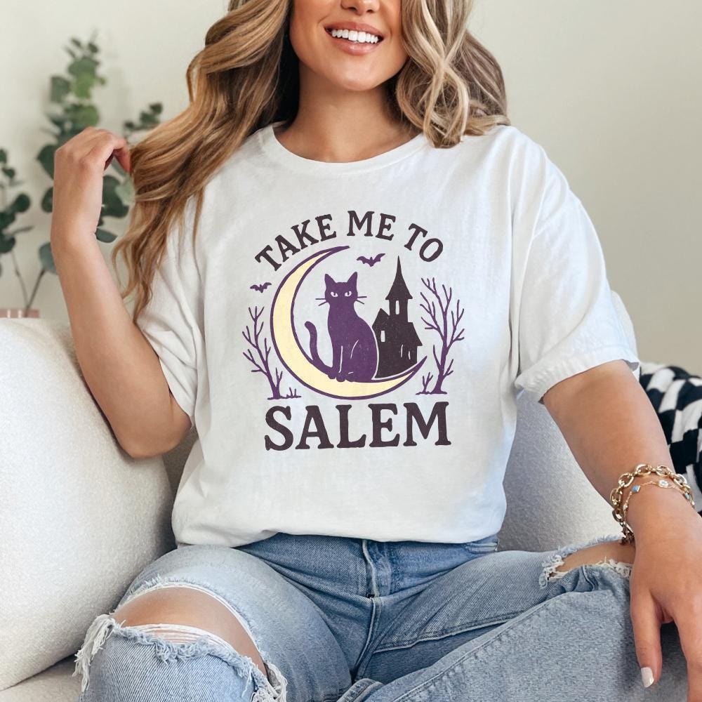 Take Me To Salem PNG, Witchy Cat Halloween Digital Art - 300 DPI Design