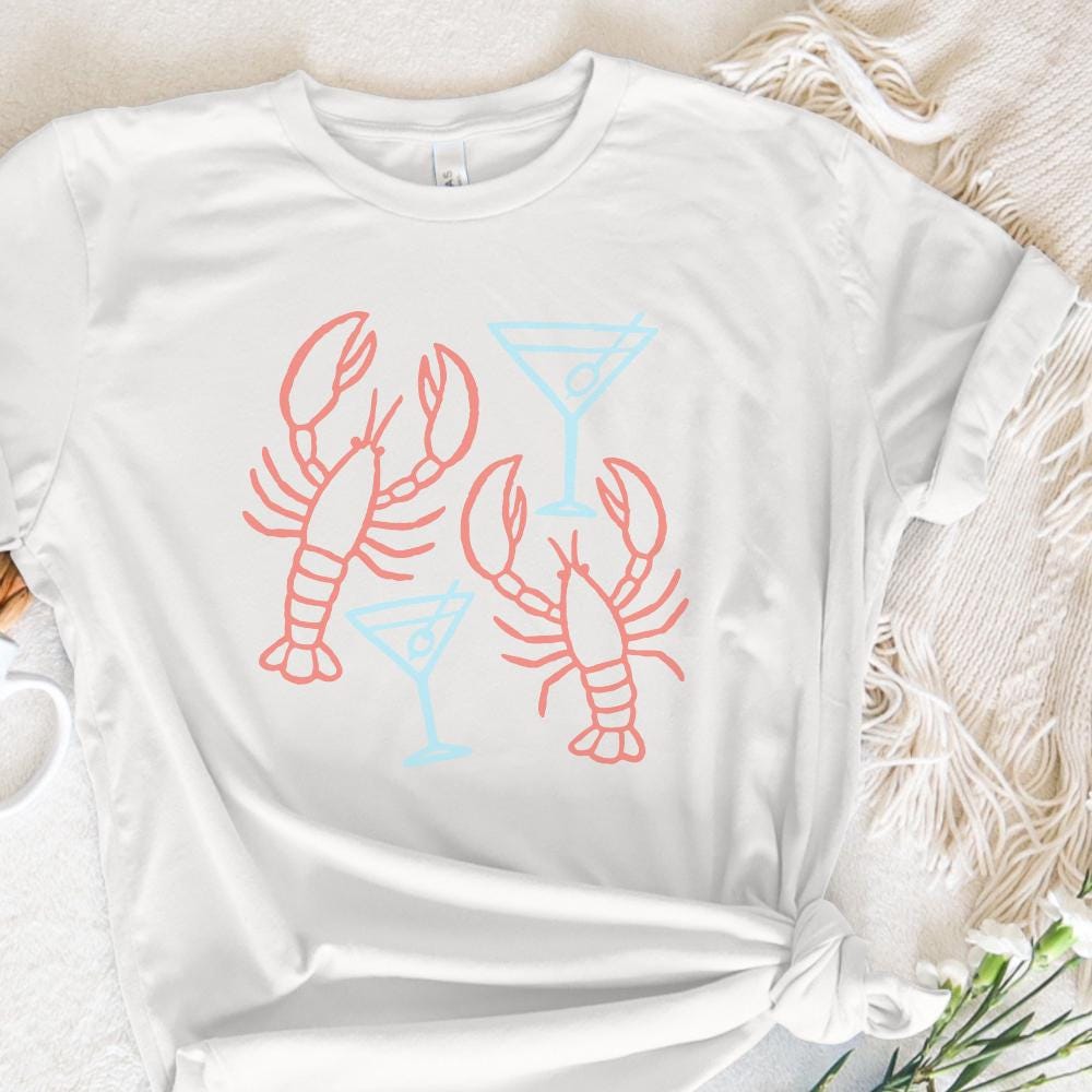 Lobster And Martini PNG, Nautical Art - 300 DPI Design for T-Shirt