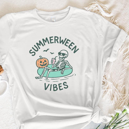 Summerween Vibes PNG, Skeleton Pool Float - 300 DPI Design for T-Shirt