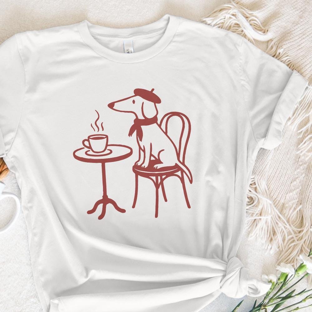 Dachshund Coffee PNG, French Dog Art - 300 DPI Design for T-Shirt