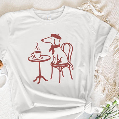 Dachshund Coffee PNG, French Dog Art - 300 DPI Design for T-Shirt