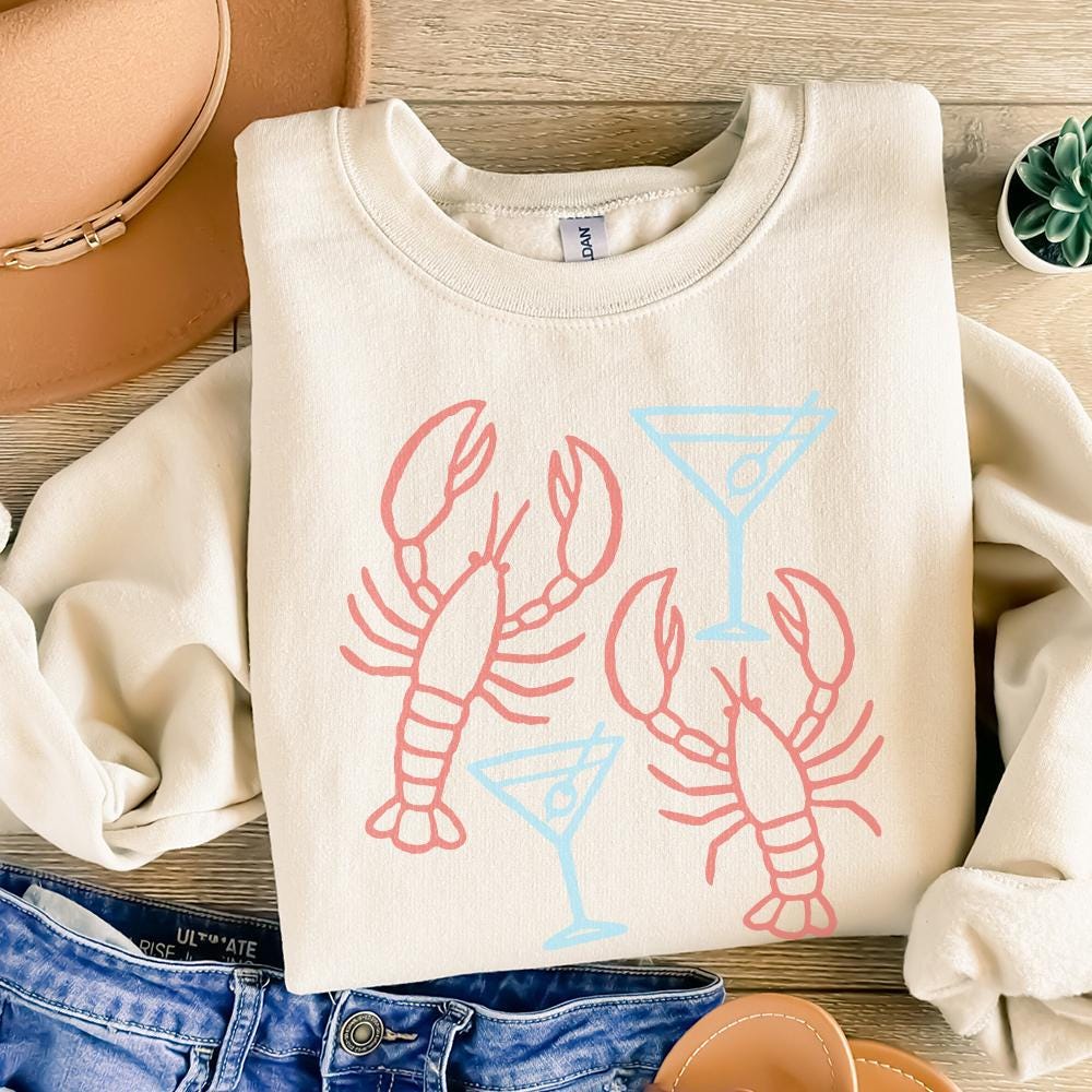 Lobster And Martini PNG, Nautical Art - 300 DPI Design for T-Shirt