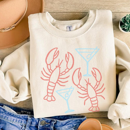 Lobster And Martini PNG, Nautical Art - 300 DPI Design for T-Shirt