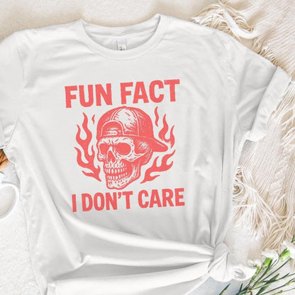 Fun Fact I Don't Care PNG, Sarcastic Skull Shirt Digital Download - 300