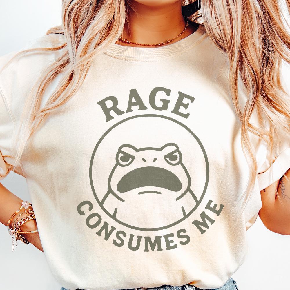 Rage Consumes Me PNG, Funny Frog Digital Download - 300 DPI Design for