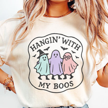 Hangin' With My Boos PNG, Cute Ghost Friends Halloween Digital Art - 300