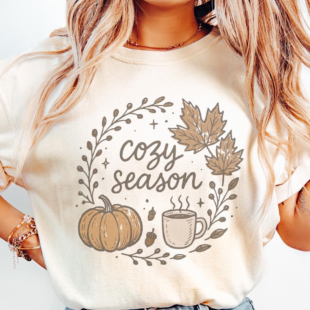 Cozy Season PNG Digital Download, Autumn Fall Shirt Design - 300 DPI