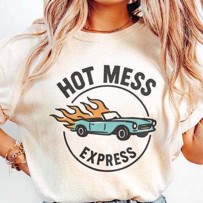 Hot Mess Express PNG, Funny Retro Car PNG - 300 DPI Design for T-Shirt