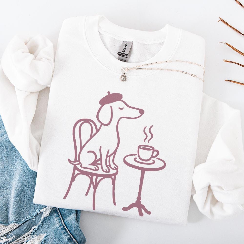 Dog Drinking Coffee PNG, Cute Dog Art Print - 300 DPI Design for T-Shirt