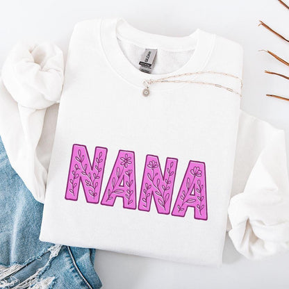 Nana PNG, Floral Nana - 300 DPI Design for T-Shirt