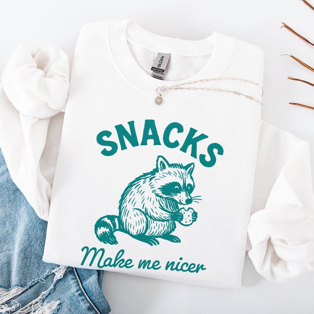 Snacks Make Me Nicer PNG, Raccoon Digital Download - 300 DPI Design for