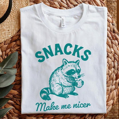 Snacks Make Me Nicer PNG, Raccoon Digital Download - 300 DPI Design for