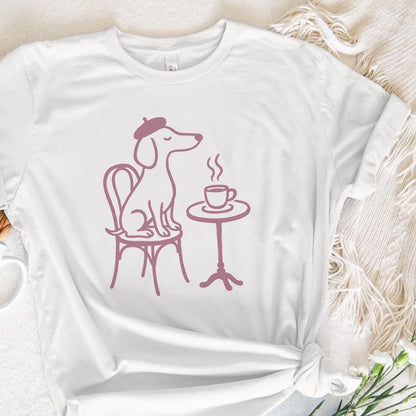 Dog Drinking Coffee PNG, Cute Dog Art Print - 300 DPI Design for T-Shirt
