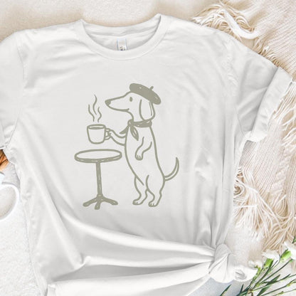 Dachshund Dog PNG Coffee Clipart, French Cafe Art - 300 DPI Design for