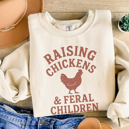 Raising Chickens & Feral Children PNG, Funny Farm Shirt Design - 300 DPI