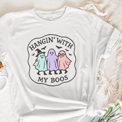 Hangin' With My Boos PNG, Cute Ghost Friends Halloween Digital Art - 300
