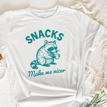 Snacks Make Me Nicer PNG, Raccoon Digital Download - 300 DPI Design for