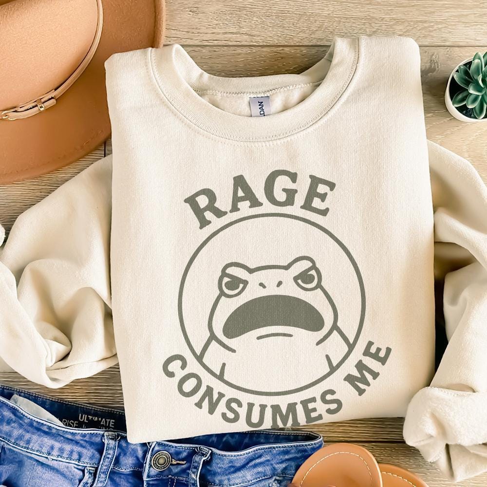 Rage Consumes Me PNG, Funny Frog Digital Download - 300 DPI Design for