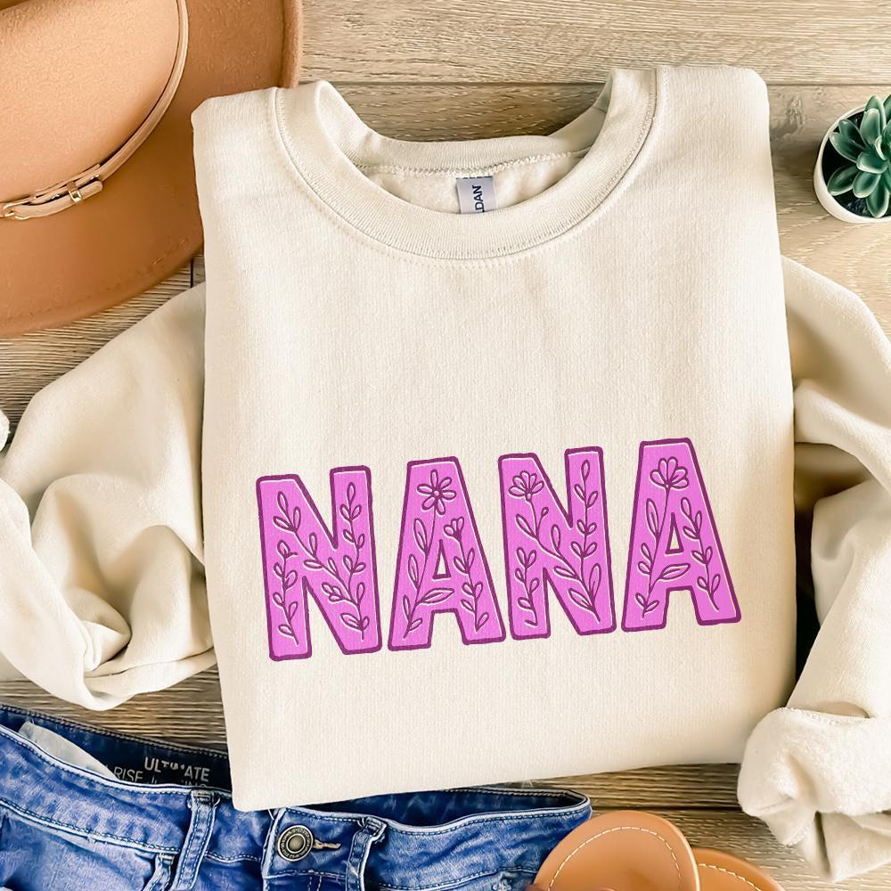 Nana PNG, Floral Nana - 300 DPI Design for T-Shirt