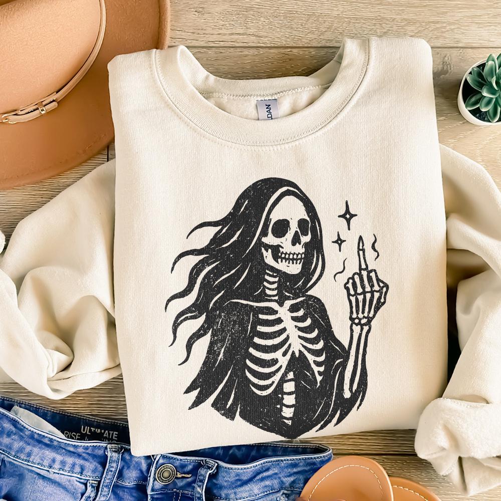 Gothic Skeleton PNG, Middle Finger Digital Art - 300 DPI Design for T-Shirt