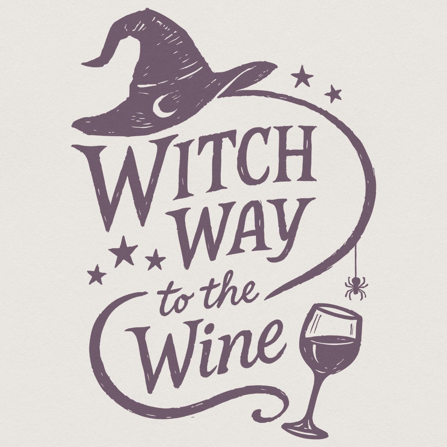 Witch Way To The Wine PNG, Funny Halloween Shirt Design - 300 DPI Design