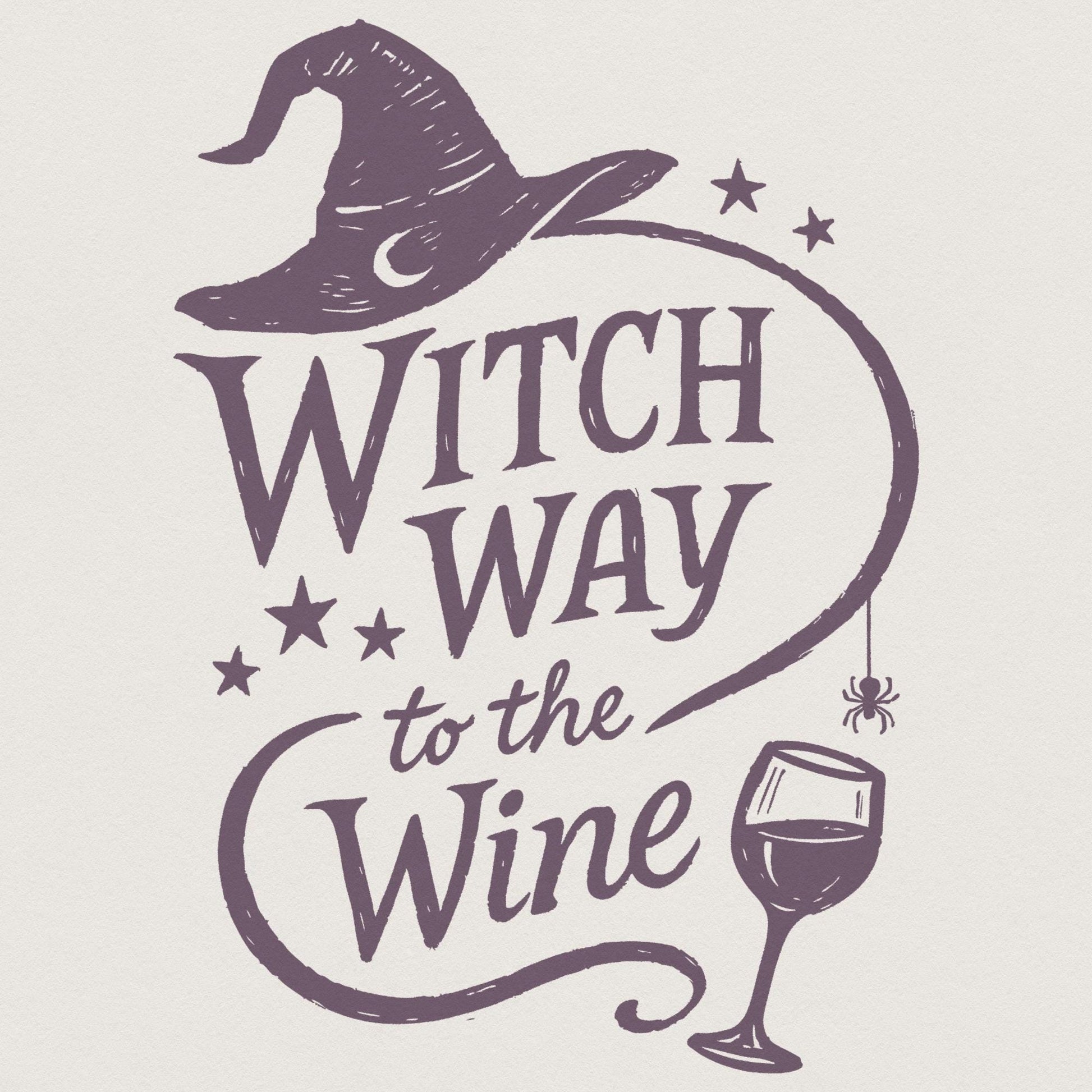 Witch Way To The Wine PNG, Funny Halloween Shirt Design - 300 DPI Design