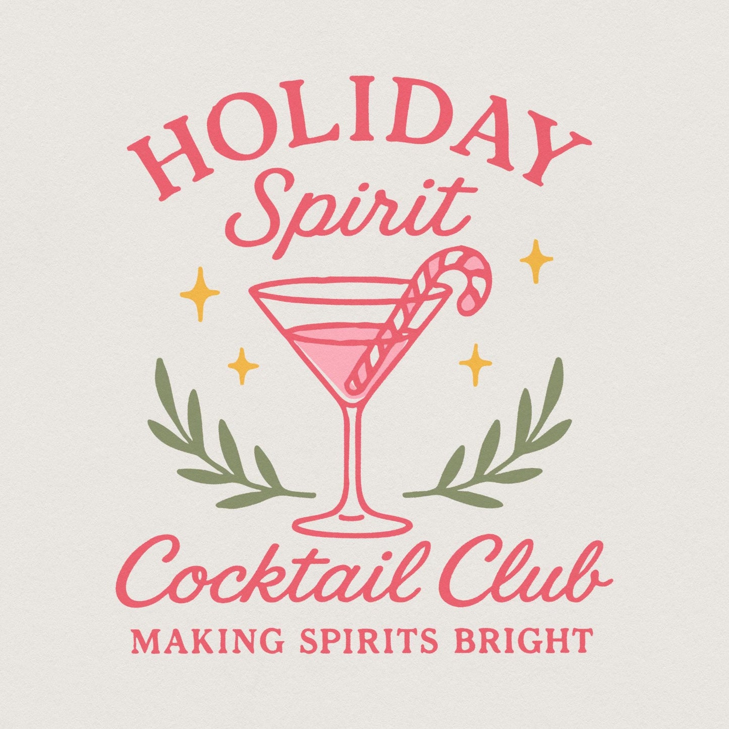 Holiday Spirit Cocktail Club PNG, Festive Christmas Drink - 300 DPI