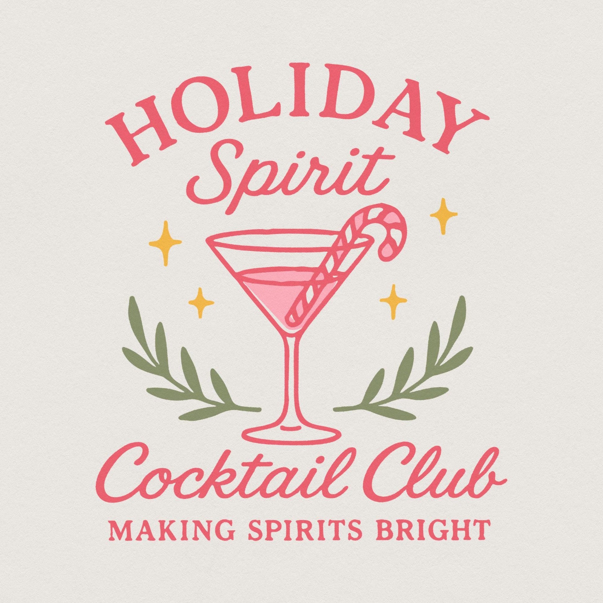 Holiday Spirit Cocktail Club PNG, Festive Christmas Drink - 300 DPI