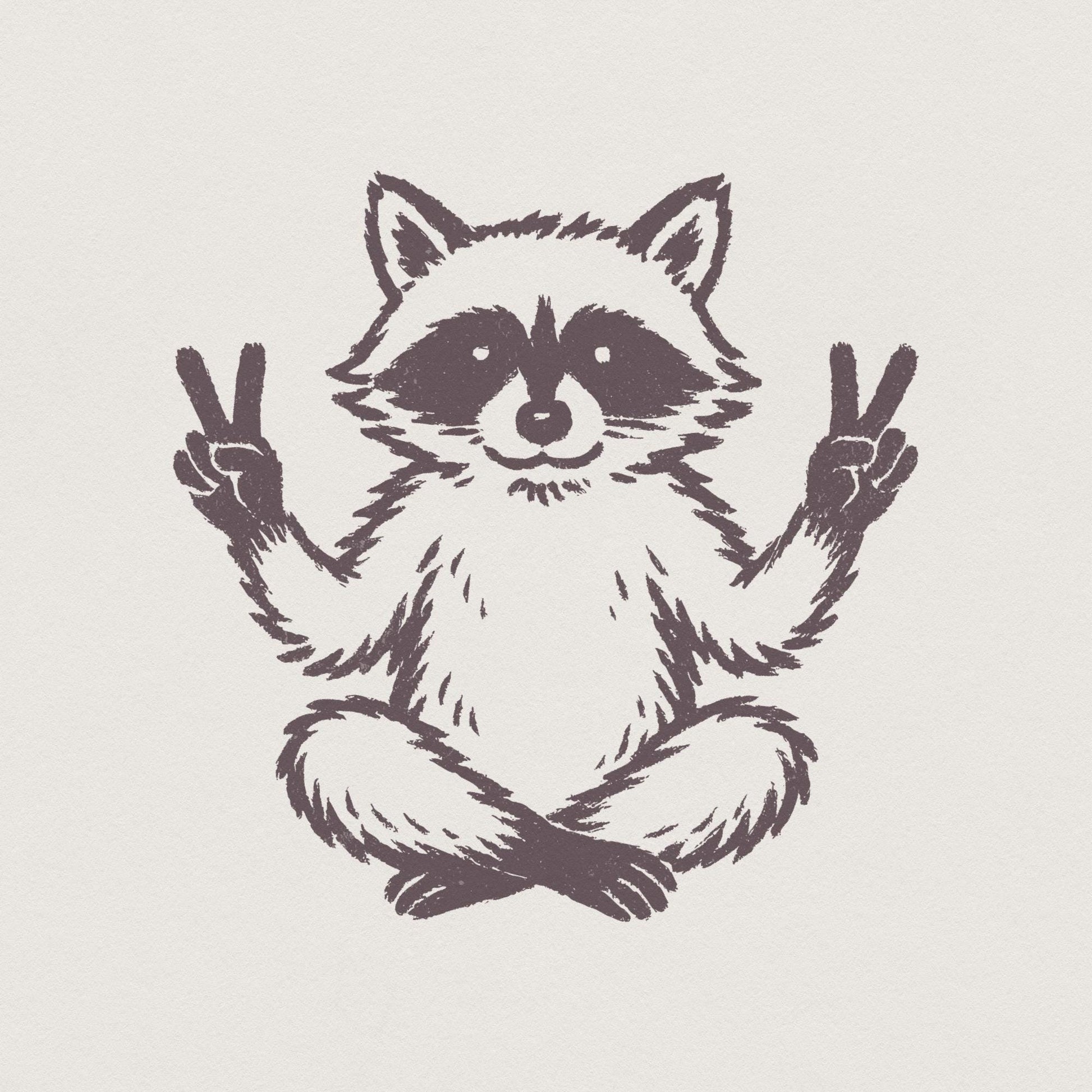Peaceful Raccoon PNG, Meditating Animal Clipart - 300 DPI Design for
