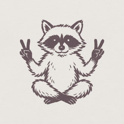 Peaceful Raccoon PNG, Meditating Animal Clipart - 300 DPI Design for