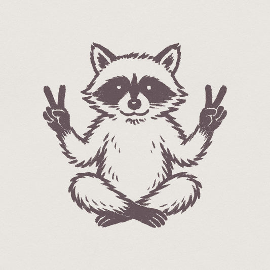 Peaceful Raccoon PNG, Meditating Animal Clipart - 300 DPI Design for
